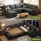108 Inch Modular Sectional Sleeper Sofa CharcoalGrey