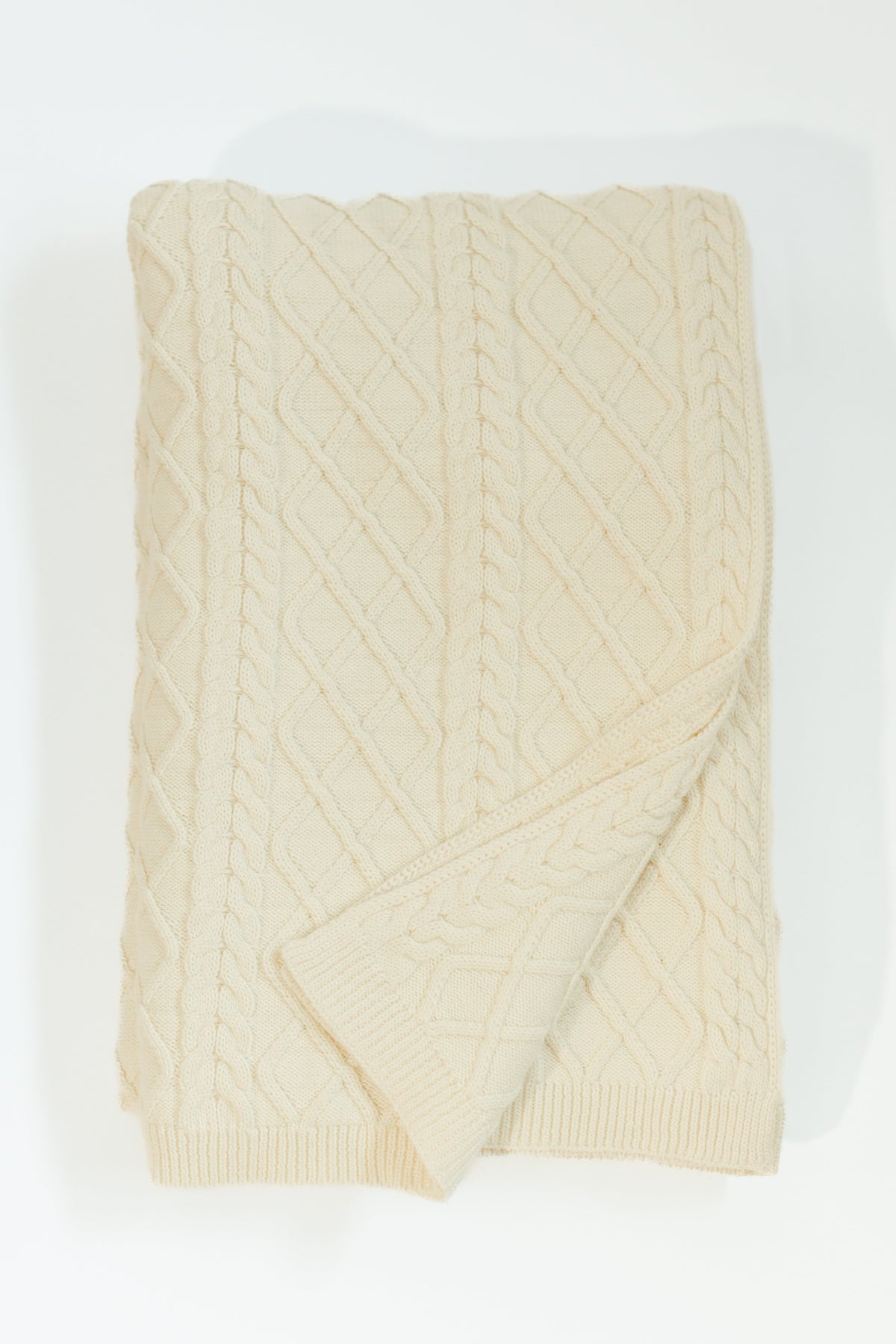 Handloomed Alpaca & Pima Cotton Cable Throw, Ivory