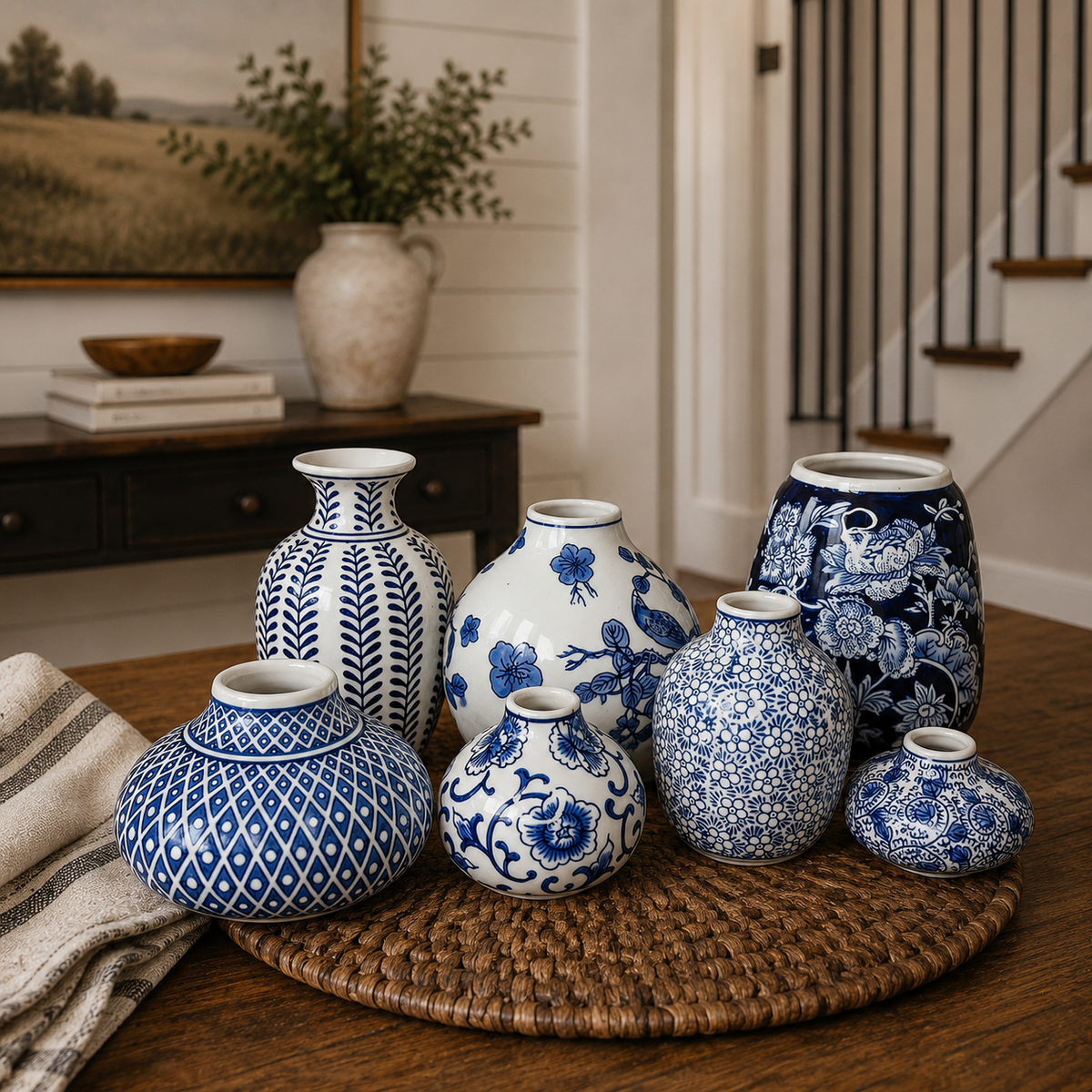 Samira Blue & White Handmade Vases