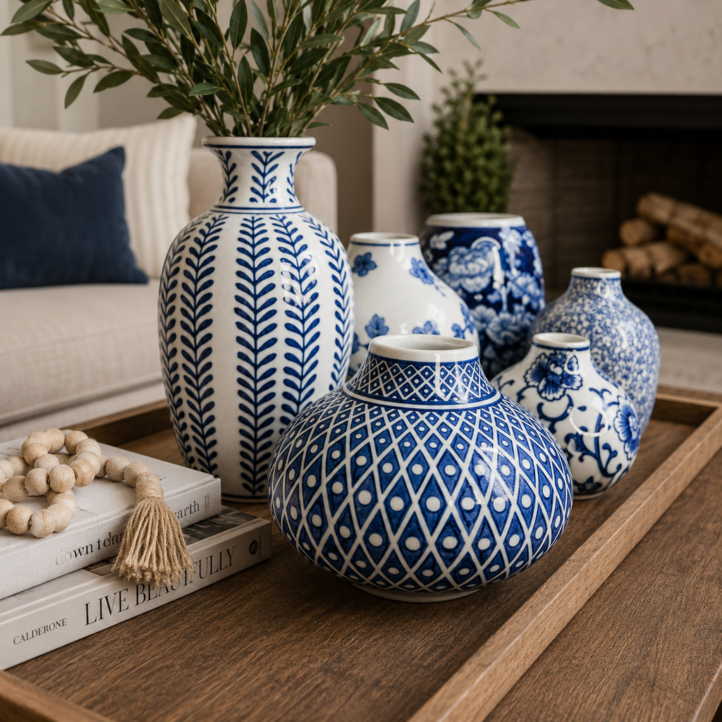 Samira Blue & White Handmade Vases