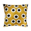 Golden Orbs Silk Velvet Ikat Pillow Cover, 20" x 20"