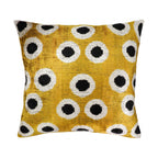 Golden Orbs Silk Velvet Ikat Pillow Cover, 20" x 20"