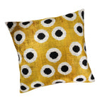 Golden Orbs Silk Velvet Ikat Pillow Cover, 20" x 20"