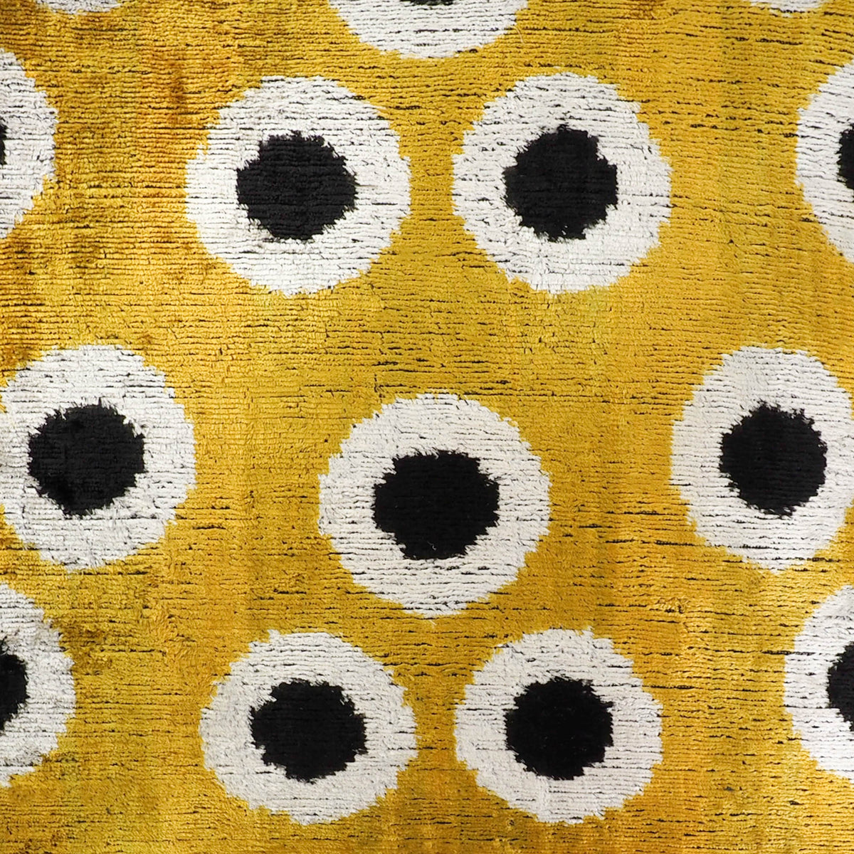 Golden Orbs Silk Velvet Ikat Pillow Cover, 20" x 20"