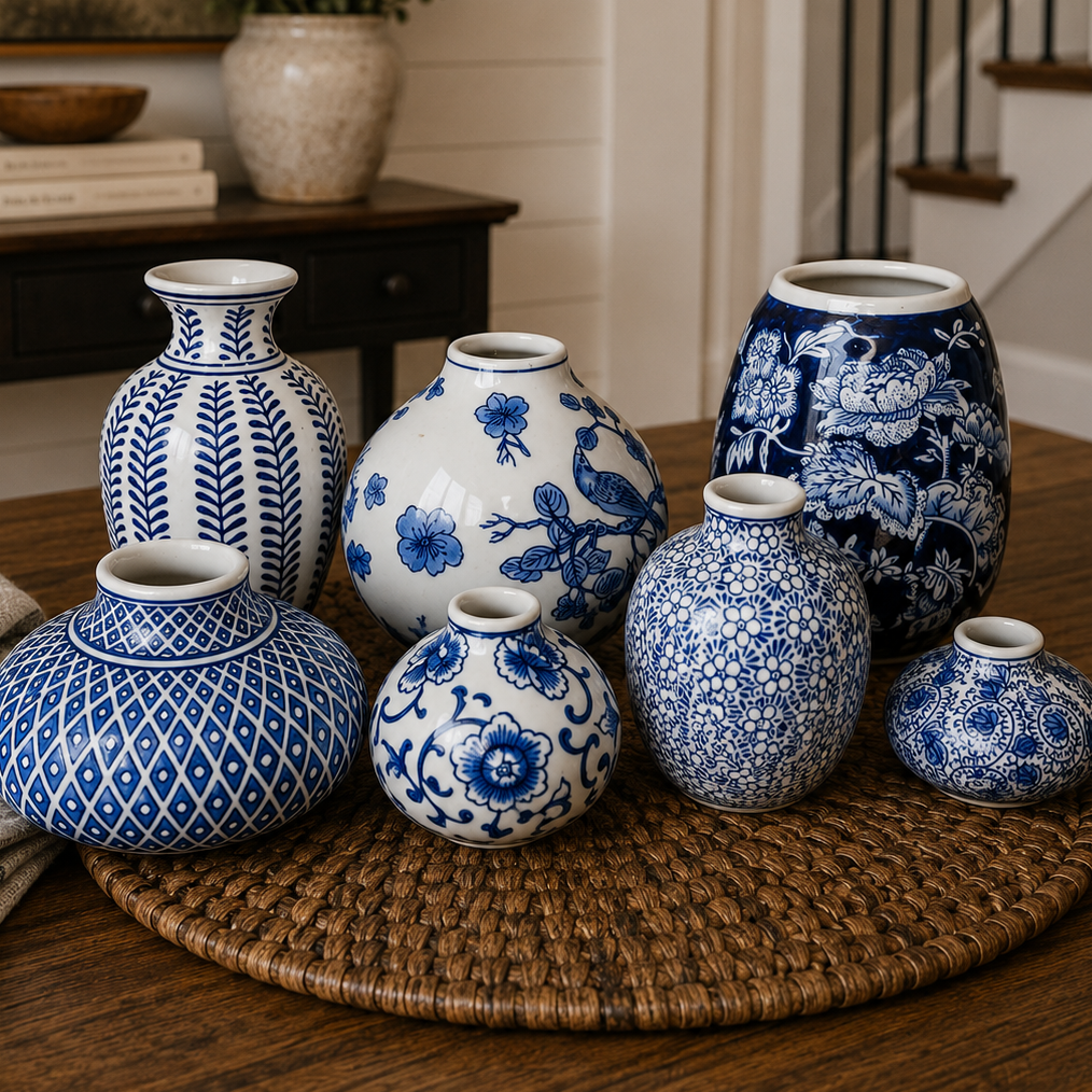 Samira Blue & White Handmade Vases