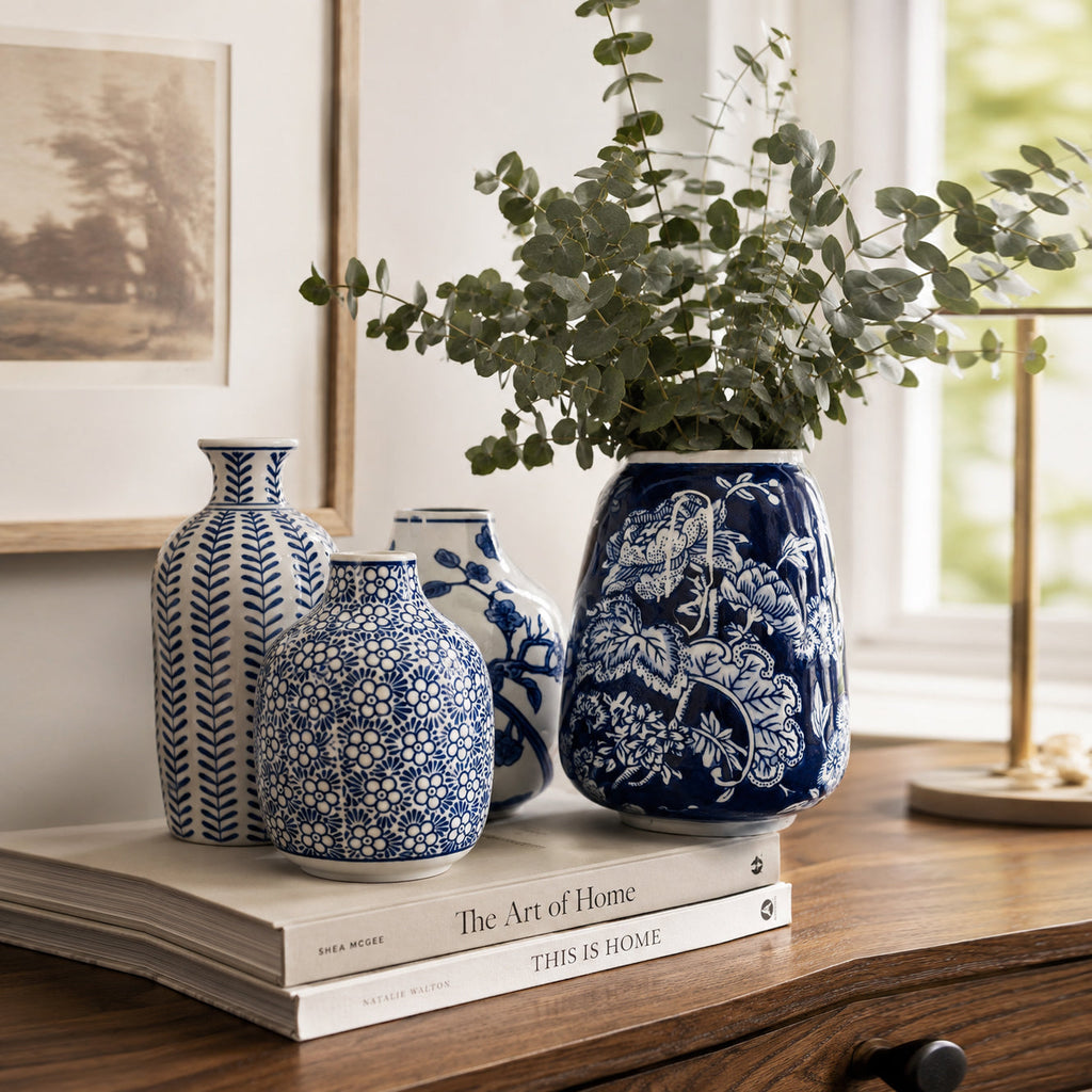 Samira Blue & White Handmade Vases