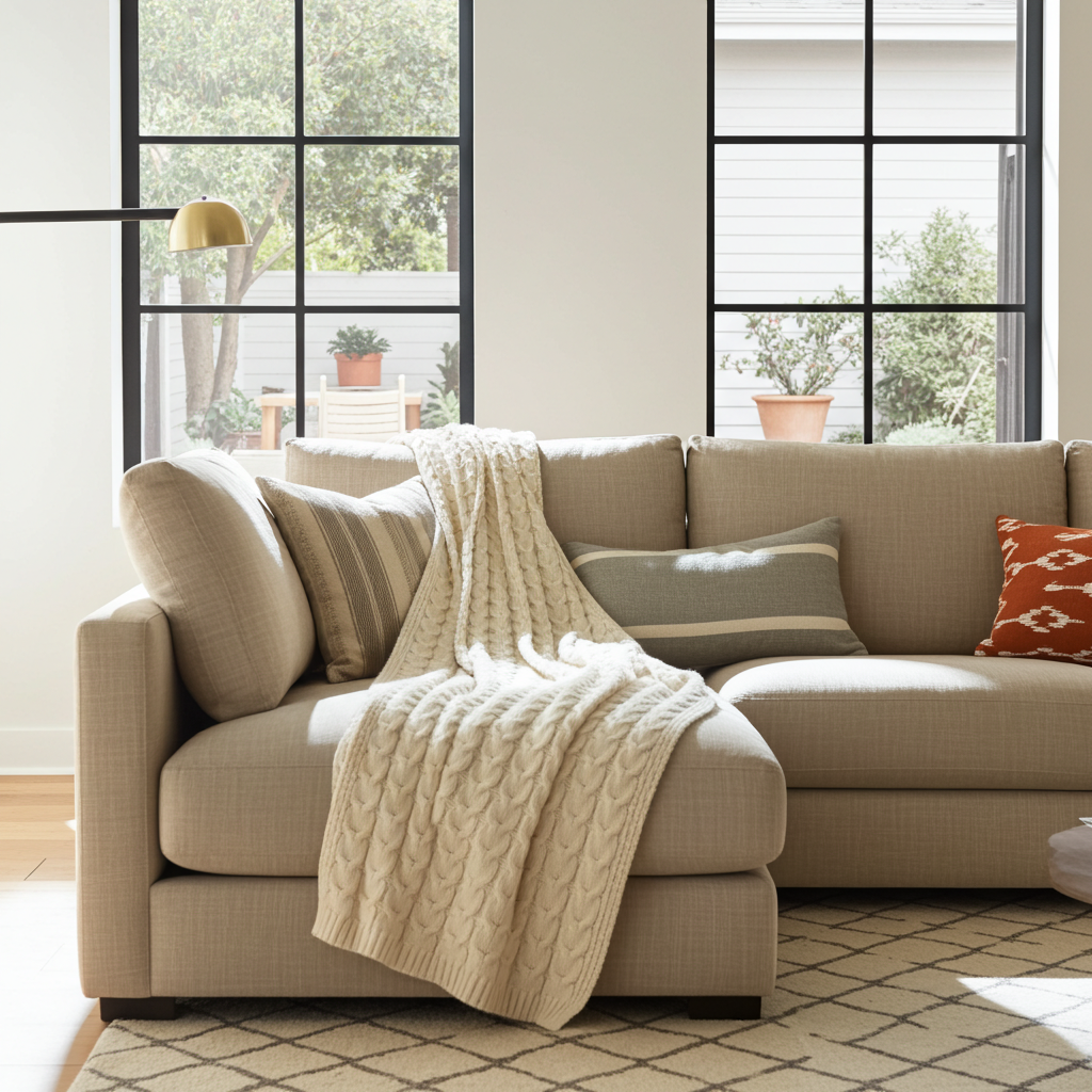Handloomed Alpaca & Pima Cotton Cable Throw, Ivory