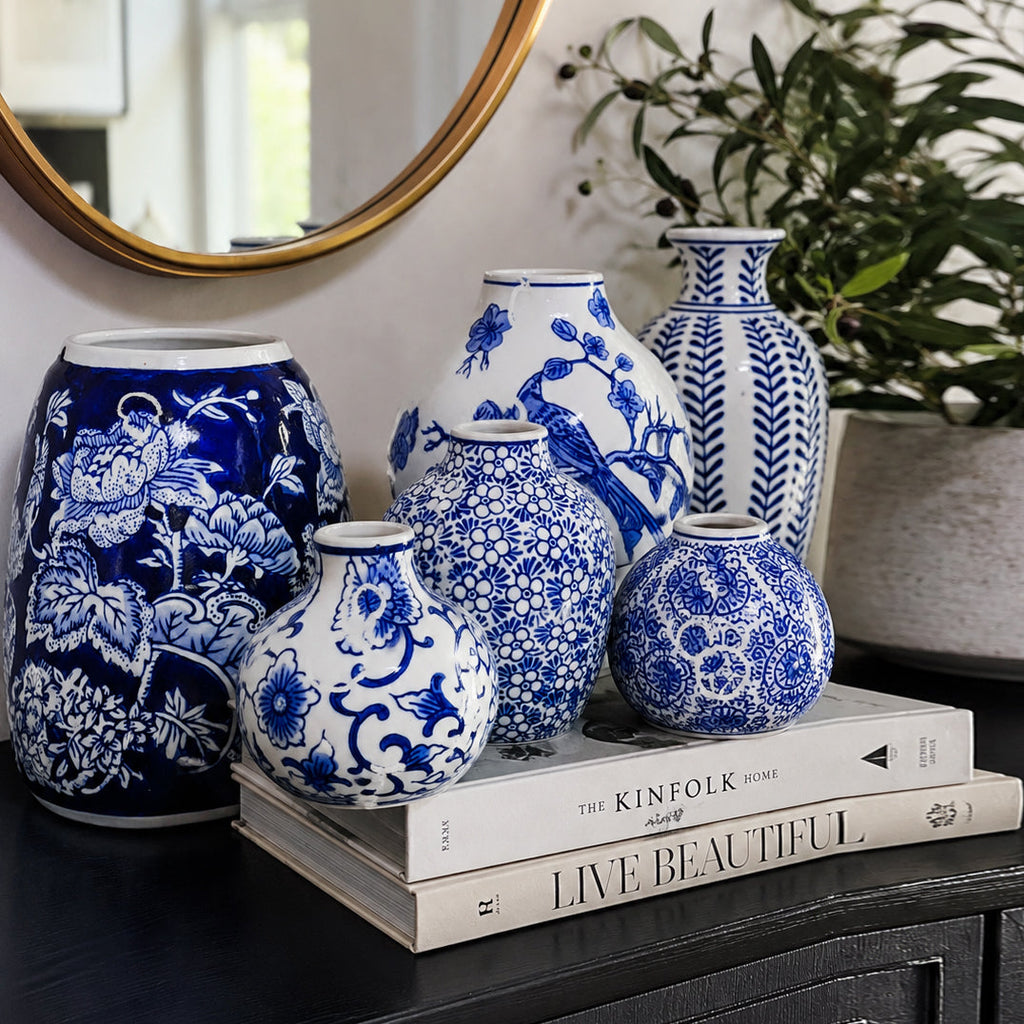 Samira Blue & White Handmade Vases