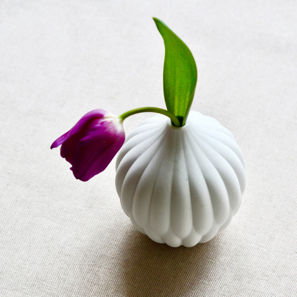 Textured White Porcelain Bud Vases, Set of 3