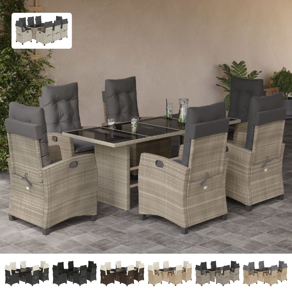 Gray Woven Outdoor Dining Set with Cushions (Seats 8)