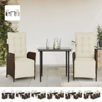 vidaXL 7 Piece Patio Dining Set with Cushions Brown Poly Rattan