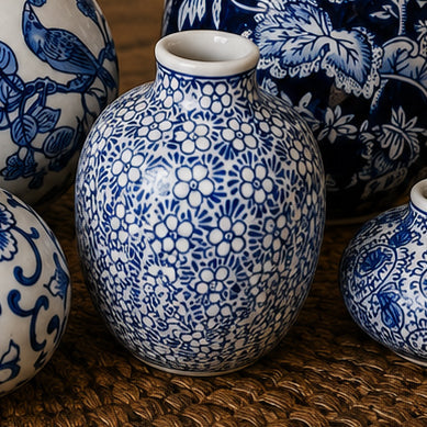 Samira Blue & White Handmade Vases