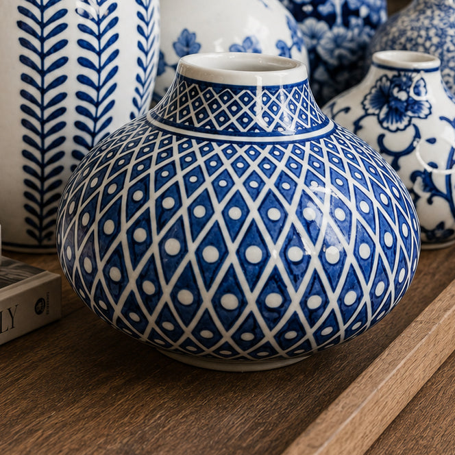 Samira Blue & White Handmade Vases