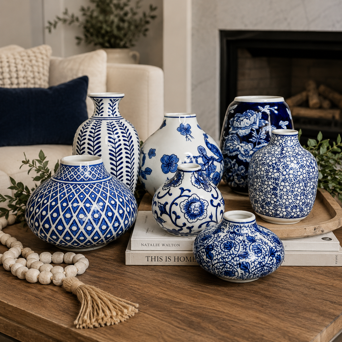 Samira Blue & White Handmade Vases